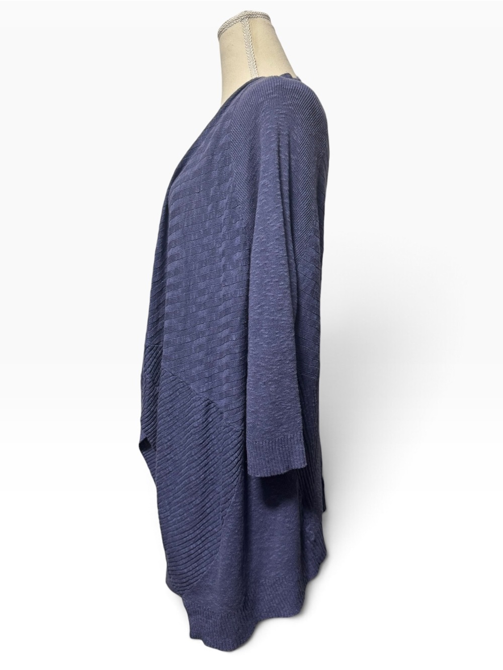 EILEEN FISHER Women's Cotton-Linen Knit Open Cardigan - Blue, Large - Picture 4 of 12